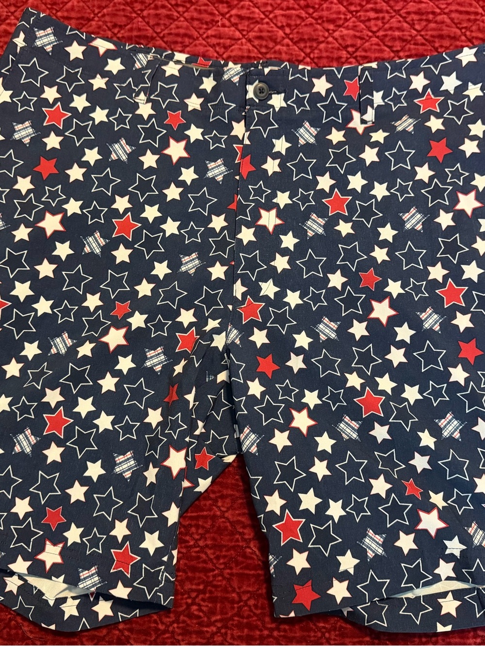 Men’s Navy Star-Print Golf Shorts - Red & White Stars